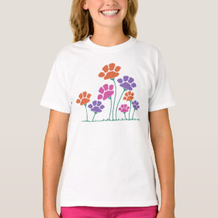 Tuin met pootafdruk bloemen t-shirt