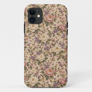 Tuin met vintage botanische rozen en vlinderpatroo Case-Mate iPhone case