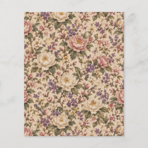 Tuin met vintage botanische rozen en vlinderpatroo flyer