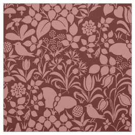 Tuin met vogels en Butterflies, Brick Red Stof