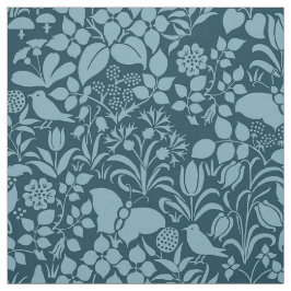 Tuin met vogels en vlinders, Peacock Blue Stof