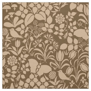 Tuin met vogels en vlinders, verbrande karamel stof