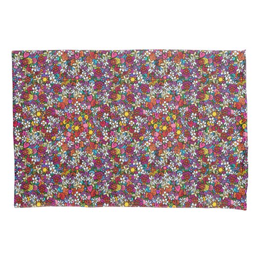 Tuin met vrolijke bloemen kussensloop (Voorkant)