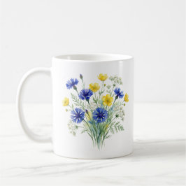 Tuin met wilde bloemen aquarel kunst koffiemok