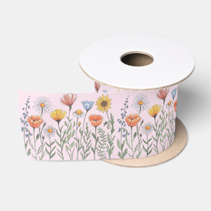 Tuin met wilde bloemen bloem bloemen Patroon Satijnen Lint