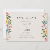Tuin met wilde bloemen bloem bruiloft save the date (Voorkant)
