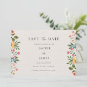 Tuin met wilde bloemen bloem bruiloft save the date (Staand voorkant)