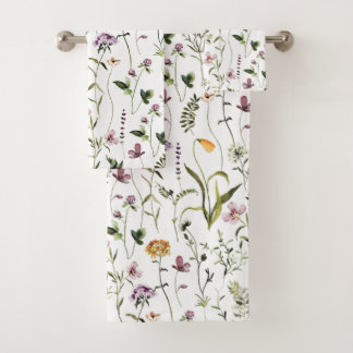 Tuin met wilde bloemen bloempatroon  bad handdoek