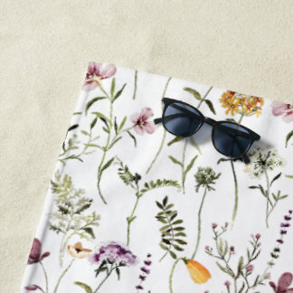 Tuin met wilde bloemen bloempatroon  strandlaken