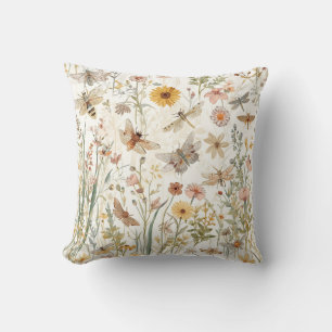 Tuin met wilde bloemen botanische vlinders bloem kussen