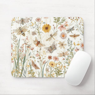 Tuin met wilde bloemen botanische vlinders bloem muismat
