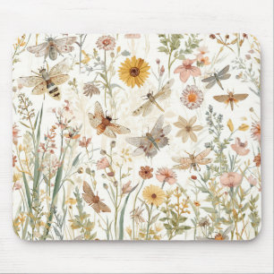 Tuin met wilde bloemen botanische vlinders bloem muismat