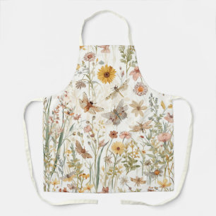 Tuin met wilde bloemen botanische vlinders bloem schort