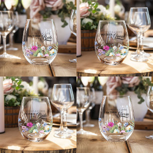 Tuin met wilde bloemen boventafel bloem bruiloft wijnglas zonder voet