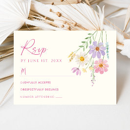 Tuin met wilde bloemen bruiloft RSVP Kaartje