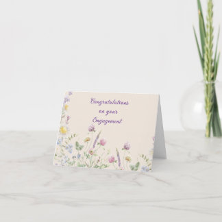 Tuin met wilde bloemen gefeliciteerd met de verlov kaart