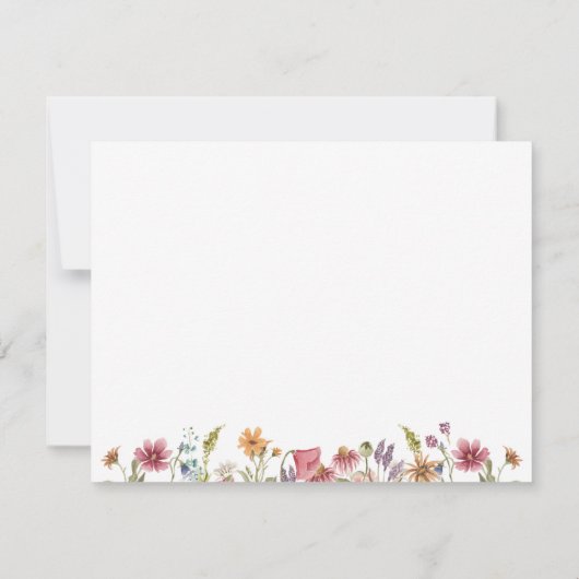 Tuin met wilde bloemen gepersonaliseerd bloemmotie notitiekaartje (Achterkant)