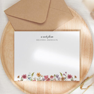 Tuin met wilde bloemen gepersonaliseerd bloemmotie notitiekaartje