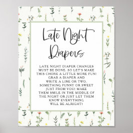 Tuin met wilde bloemen Late Night Luiers Poster