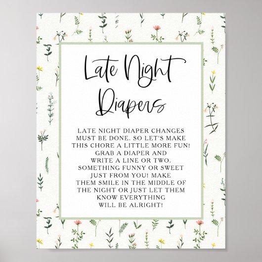 Tuin met wilde bloemen Late Night Luiers Poster (Voorkant)