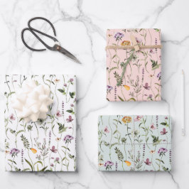 Tuin met wilde bloemen-patroon inpakpapier vel