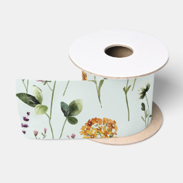 Tuin met wilde bloemen patroon satijnen lint