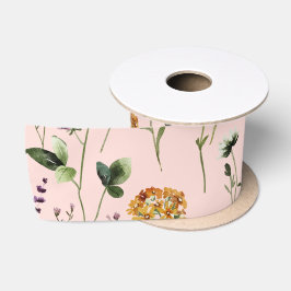 Tuin met wilde bloemen patroon satijnen lint