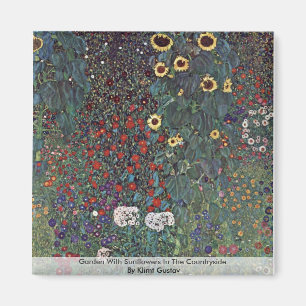 Tuin met zonnebloemen op het platteland magneet