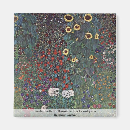 Tuin met zonnebloemen op het platteland magneet (Voorkant)