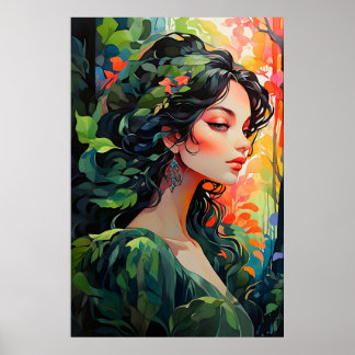 Tuin Mooie Vrouwen Schilderen Poster