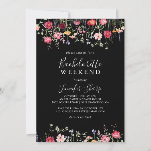 Tuin Multicolor Wildflower Bachelorette Weekend Kaart (Voorkant)