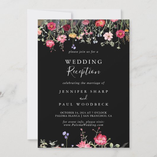 Tuin Multicolor Wildflower bruiloft receptie Kaart (Voorkant)