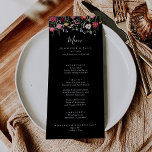 Tuin Multicolor Wildflower Diner Menu<br><div class="desc">Deze tuin veelkleurige wildflower dinerkaart is perfect voor een rustieke bruiloft. Het ontwerp is voorzien van een veelkleurig assortiment van roze,  blush,  paarse,  geel,  wit,  violet,  rood,  bordeauxrode wilde bloemen in een zwarte achtergrond. Dit menu kan worden gebruikt voor een huwelijksreceptie,  repetitiediner,  vrijgezellenfeest of een evenement.</div>