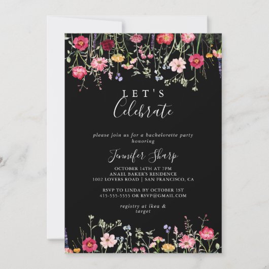 Tuin Multicolor Wildflower Let's Celebrate Party Kaart (Voorkant)