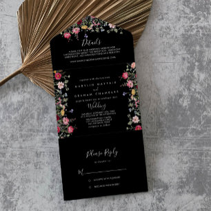 Tuin Multicolor Wildflower Wedding All In One Uitnodiging