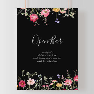 Tuin Multicolor Wildflower Wedding Open Bar Sign Poster