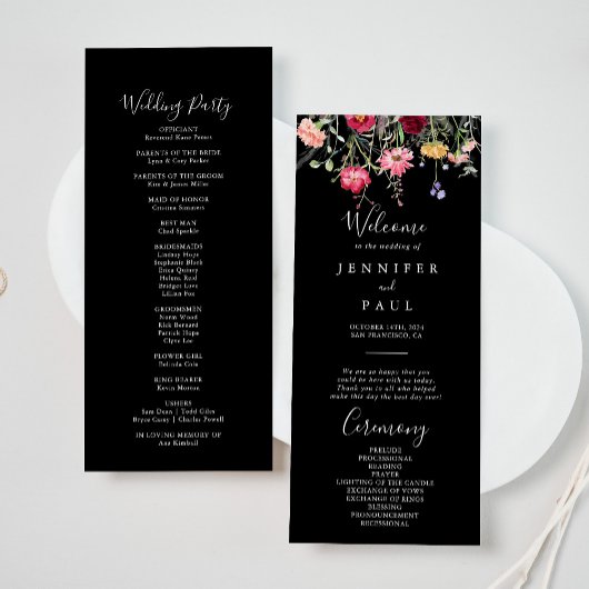 Tuin Multicolor Wildflower Wedding Programma Programmakaart