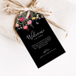 Tuin Multicolor Wildflower Wedding Welkom Cadeaulabel<br><div class="desc">Deze tuin veelkleurige wilde bloem bruiloft welkomstgeschenk labels zijn ideaal voor een rustieke bruiloft. Het ontwerp is voorzien van een veelkleurig assortiment van roze,  blush,  paarse,  geel,  wit,  violet,  rood,  bordeauxrode wilde bloemen in een zwarte achtergrond. Deze labels zijn ideaal voor hotelgast welkomsttassen en bestemmingsbruiloften.</div>