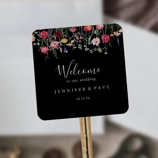 Tuin Multicolor Wildflower Wedding Welkom Vierkante Sticker