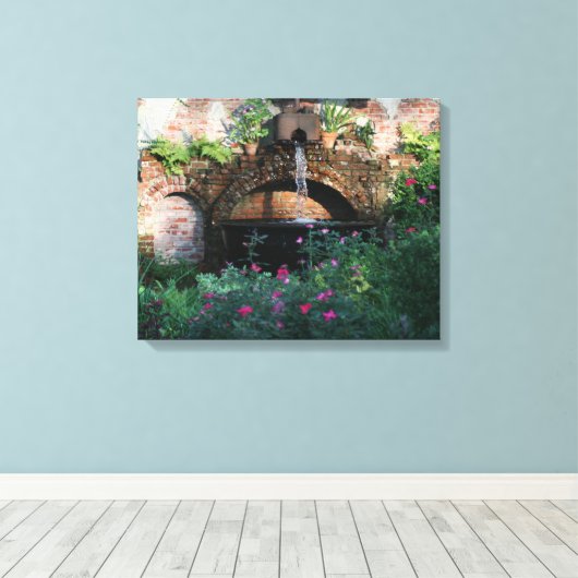 TUIN MUUR FONTEIN VERPAKT DOEK MUUR KUNST CANVAS AFDRUK (Insitu (Houten vloer))