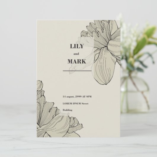 Tuin Narcissen bloemen. Gegraveerde achtergrond. Kaart (Staand voorkant)