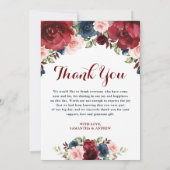  Tuin Navy Maroon Rozen Mr. Mrs Silhouette Bedankkaart (Achterkant)