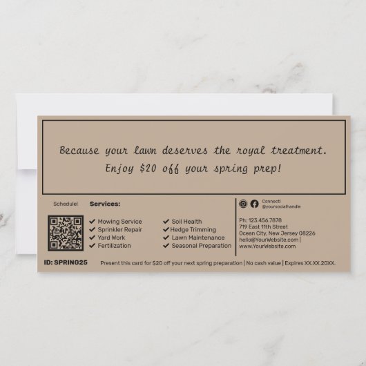 Tuin Onderhoud Kerstcadeau Voucher Kaart (Achterkant)