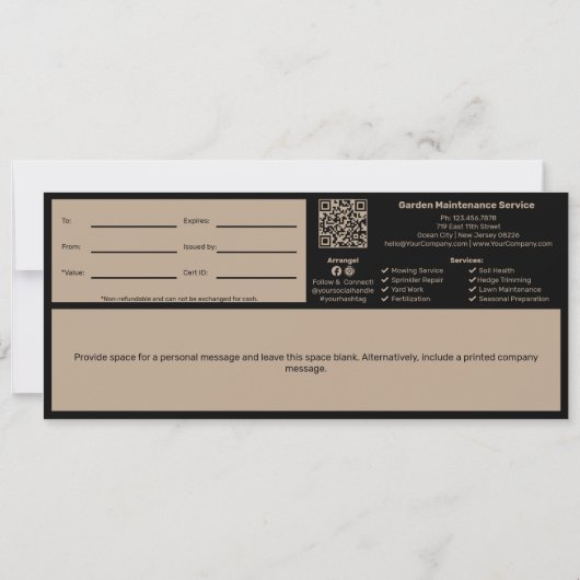 Tuin Onderhoud Persoonlijke Nota Cadeaubon (Achterkant)