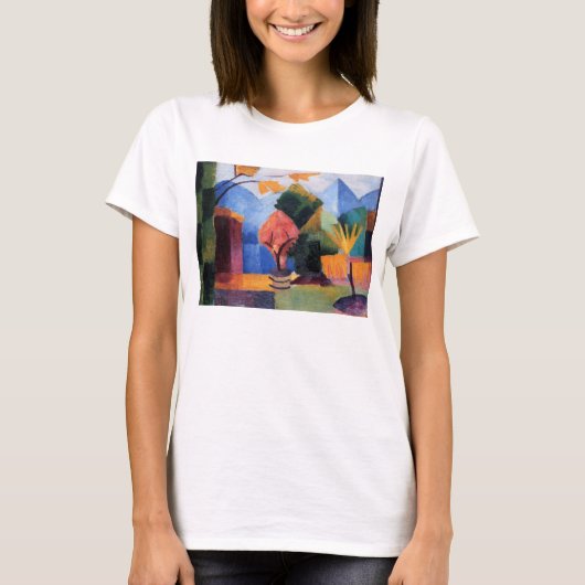 Tuin op het Thun-meer tegen August Macke,  kunst T-shirt (Voorkant)