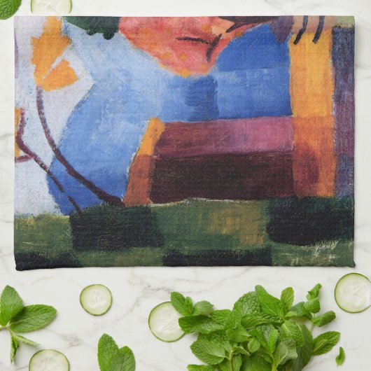 Tuin op het Thun-meer tegen August Macke,  kunst Theedoek (Gevouwen)