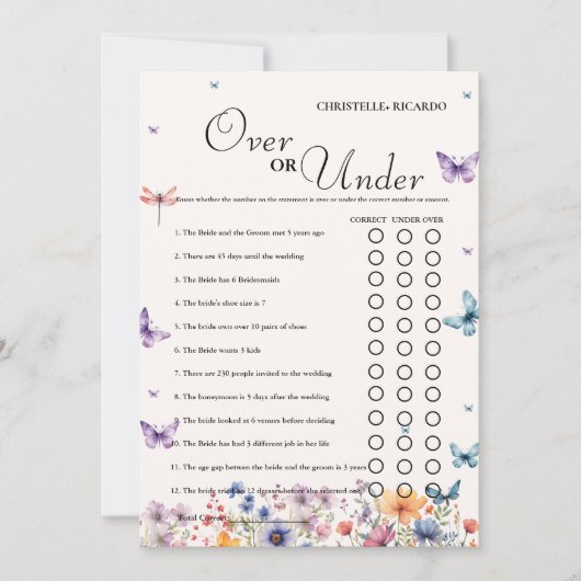 Tuin Over of onder vrijgezellenfeest spel Kaart (Voorkant)