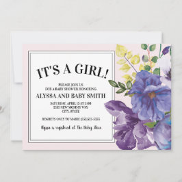 Tuin Paars Geel Roze Bloem Meisje Baby Shower Kaart