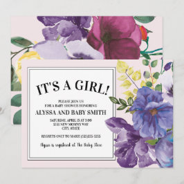 Tuin Paars Geel Roze Bloem Meisje Baby Shower Kaart