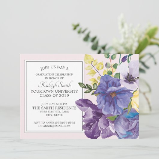 Tuin Paars Geel Roze Florence Partij Kaart (Staand voorkant)